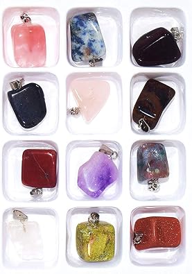 Reiki HEALING Crystal Stones Natural Healing Crystals/Gemstones 12 Set Of Green Jade,Golden Quartz,Black Tourmaline 100% HEALING STONES with Pendant