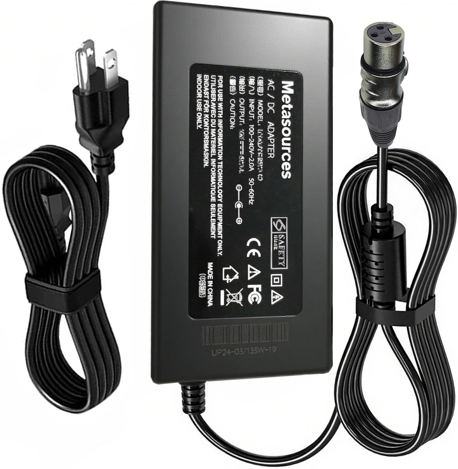3-Prong AC DC Adapter Compatible with Aputure Amaran 100D 100X 100D s 100X S 100XS 100DS F21X F21C Studio Light Daylight Bi-Color LED Video Lights Power Supply