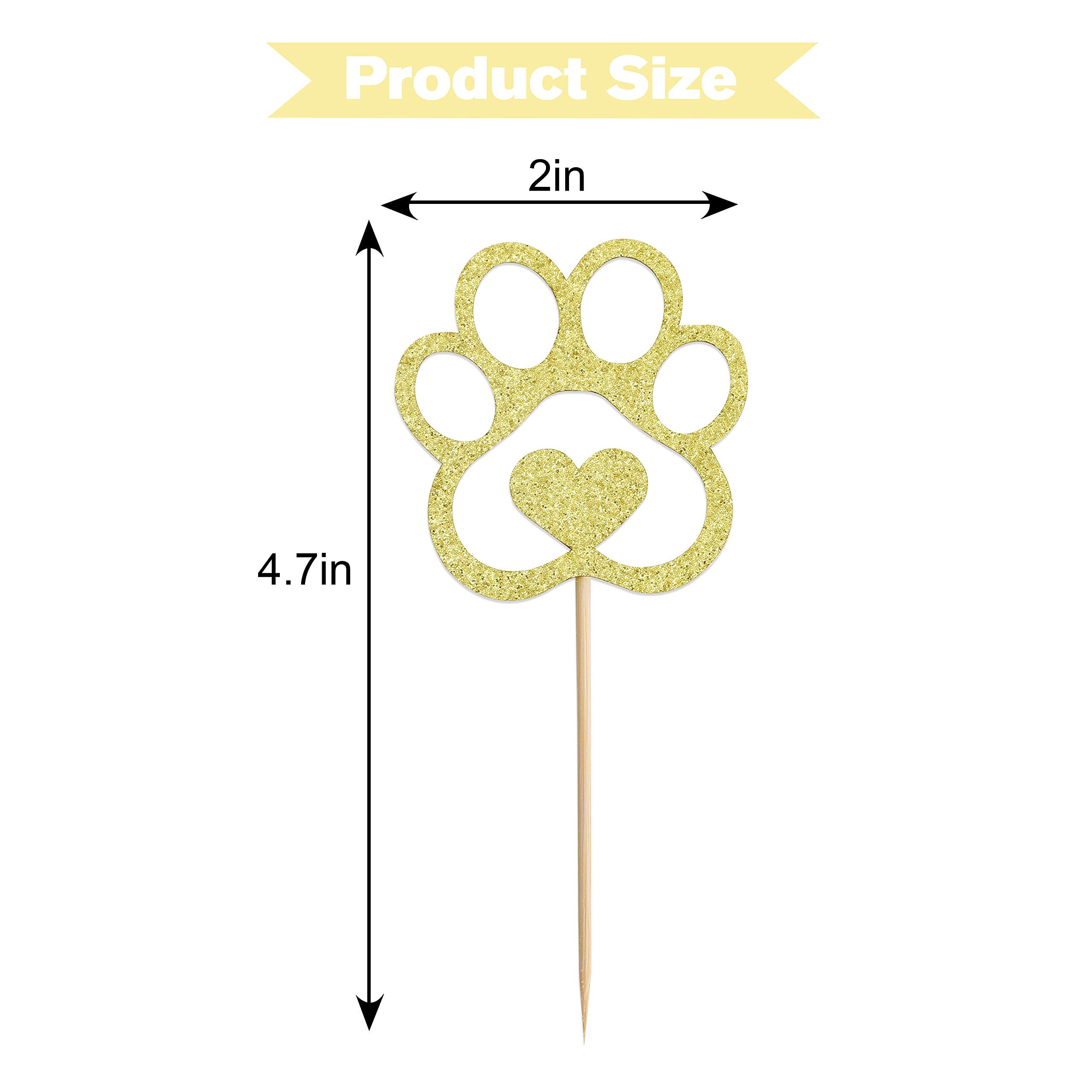 Dog Paw Print Cupcake Toppers Puppy Dog Cake Toppers Set of 12pcs
