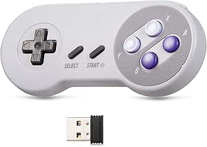 2.4GHz Retro Wireless USB Controller for SNES Games, Rechargeable Classic Wireless USB Remote SNES Emulator Controller for Windows PC MAC,Raspberry PI