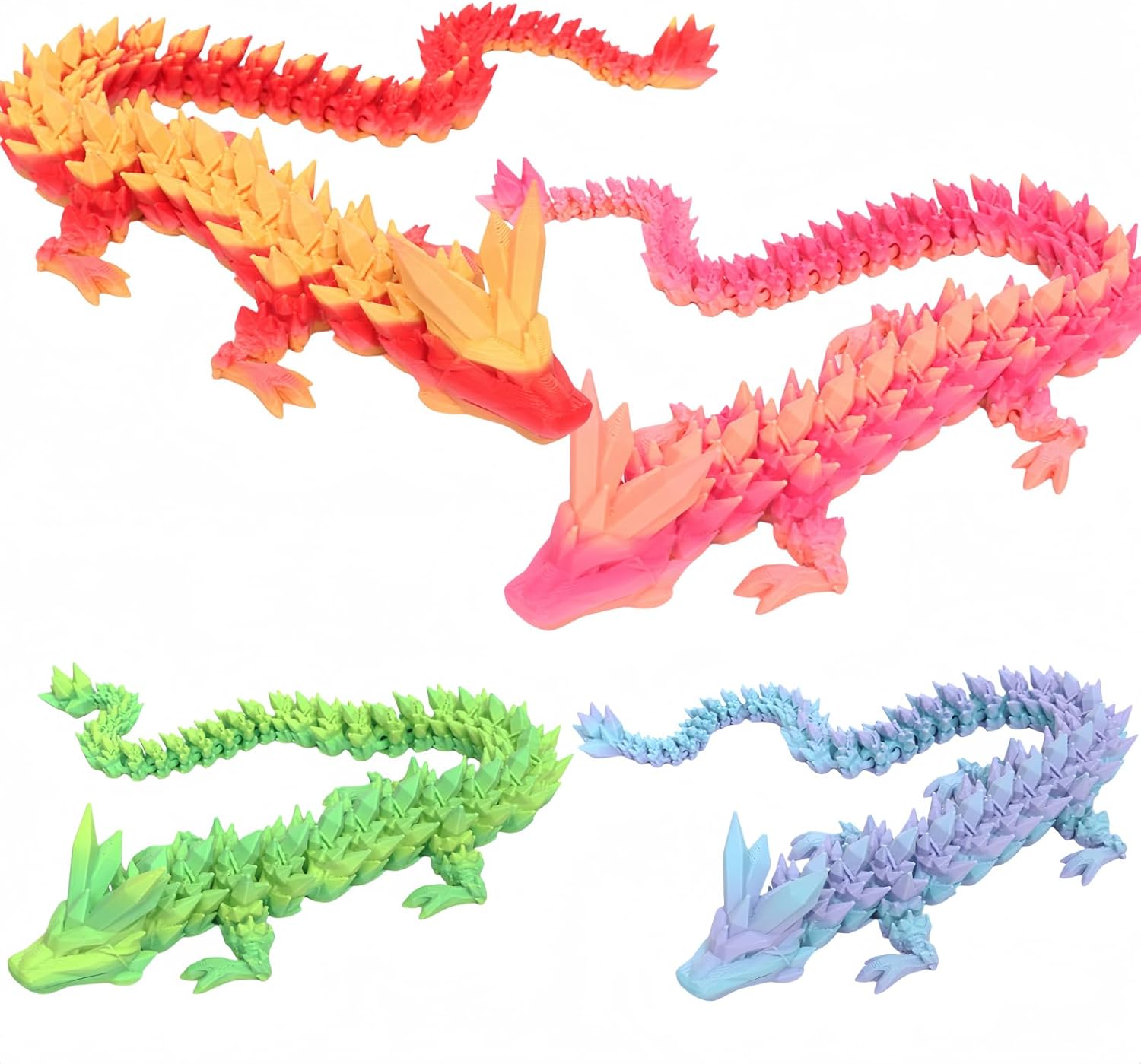 6PCS 3D Printed Dragon Glow in The Dark - Rainbow Luminous Dragons, 3D Dragon Fidget Toys for Home Office Decor, Desktop Pet, Bifthday Gifts for Kids & Adults
