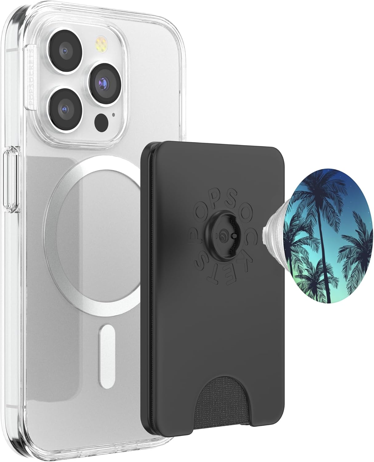 Palm Tree Sunset - Tropical Island Night Scene Beach Theme PopSockets PopWallet for MagSafe