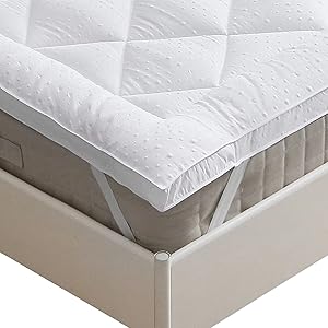 Topper Colchón Microfibra 180x200cm, Cubre Colchon Suave y esponjosa Aumento Comodidad Funda Colchon Acolchado Hipoalergénico para Cama Doble y Cama de muelles con Correa Elástica