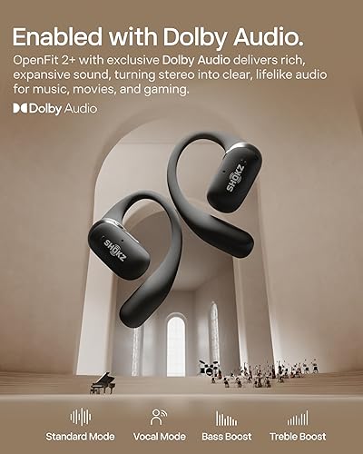 Miniatura 4 de SHOKZ Nuevos auriculares OpenFit 2+ de oreja abierta, habilitados para Dolby Audio, cómodos auriculares con ganchos suaves para los oídos, tiempo