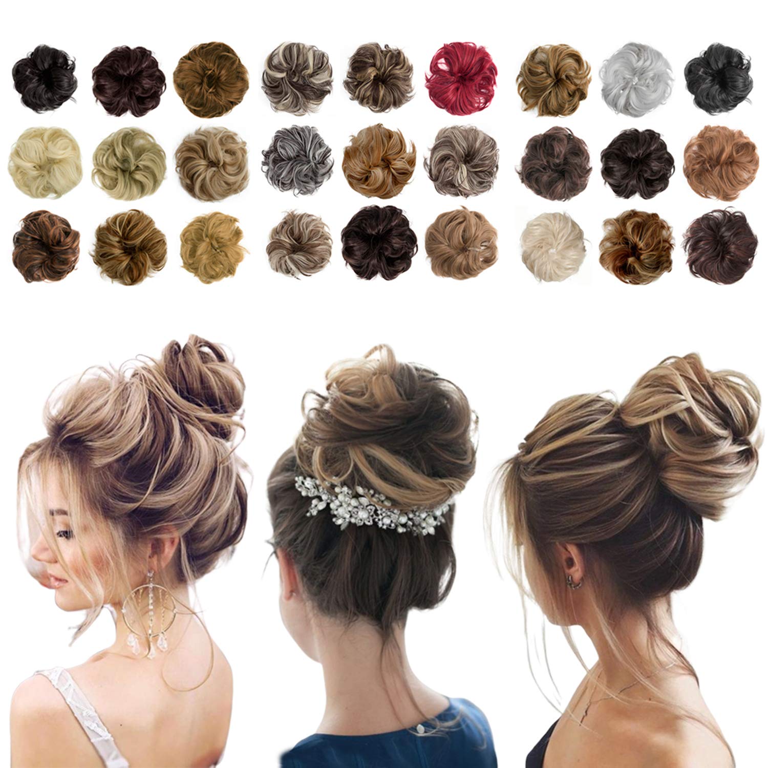 Qunlinta Messy Bun Hair Piece Hair Bun Thick Updo Scrunchies Hair Extensions Ponytail Hair Pieces for Women Girls Dark Brown