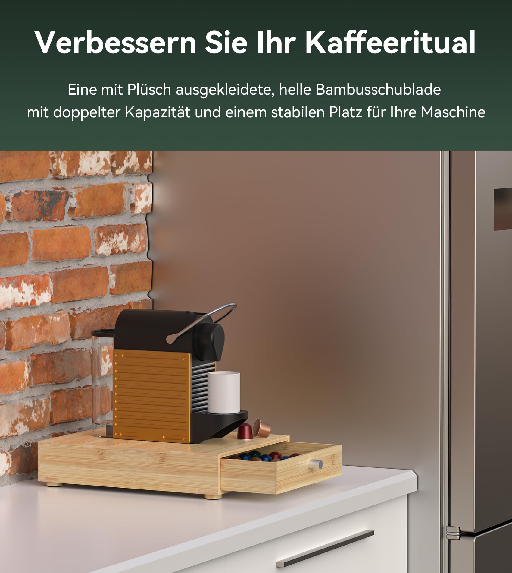 WELL WENG Schubladen für Nespresso Originalline,für Tchibo Cafissimo Kaffeekapseln,Schubladenbox zur Aufbewahrung für Lavazza Kapseln,Organizer für 48 Kapseln,Bambus Küche, Haushalt & Wohnen