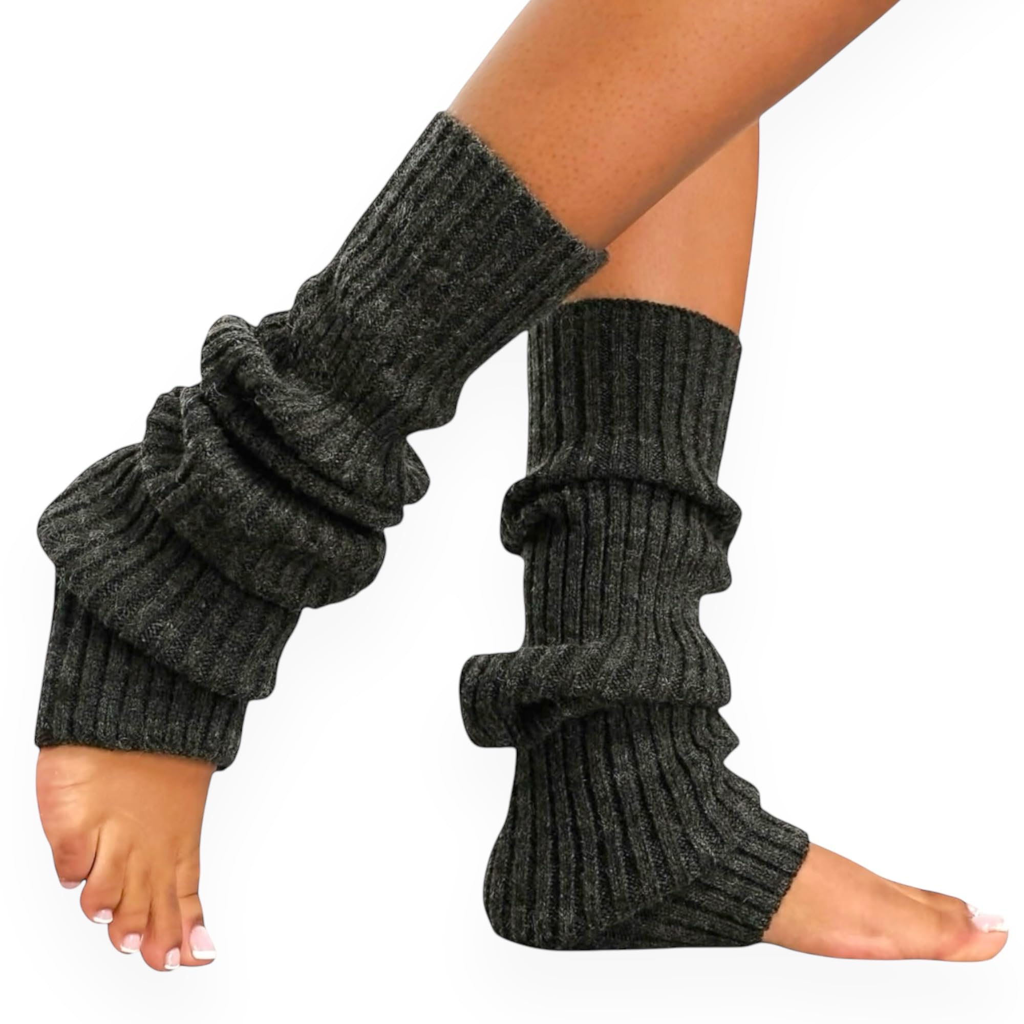 NITESHEYS Lambswool Winter Ribbed Leg Warmers Natural Wool Footless Long Socks For Women
