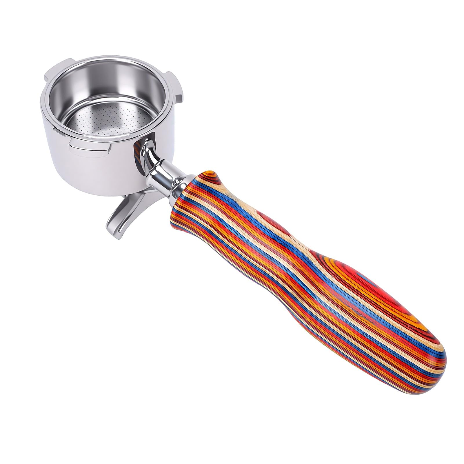 RIZGHWOY Portafiltro da caffè 51 Mm, Manico per in Acciaio Inox con 3 | Compatibile con Macchine , Filtro in Acciaio 304 e Manico in Betulla