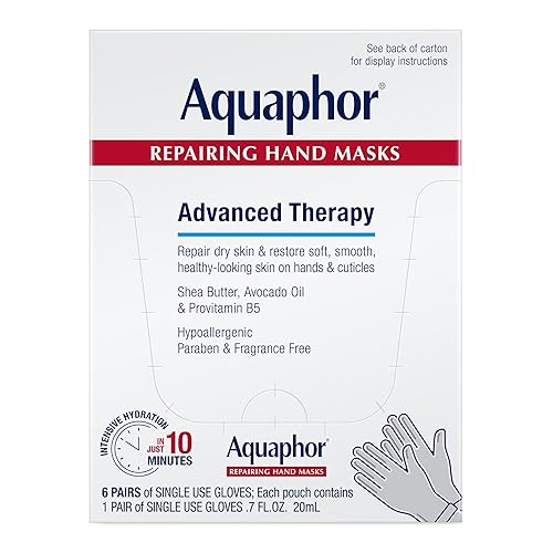 Aquaphor Mascarillas reparadoras de manos, guantes hidratantes para manos secas, hidratante para piel seca con aceite de aguacate y manteca de