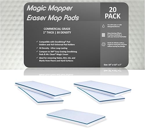 Eraser - Paquete de 20 almohadillas de limpieza de piso de 4.5 x 10 x 1 pulgadas, esponjas de borrado de melamina duraderas para azulejos de suelo