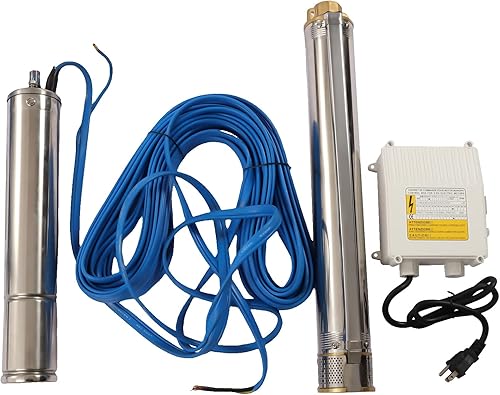 Miniatura 8 de Bombas sumergibles con caja de control, 3 "OD Pipe 110V/60HZ 0.55KW 0.75HP Bomba sumergible de pozo de acero inoxidable Bomba de pozo sumergible de