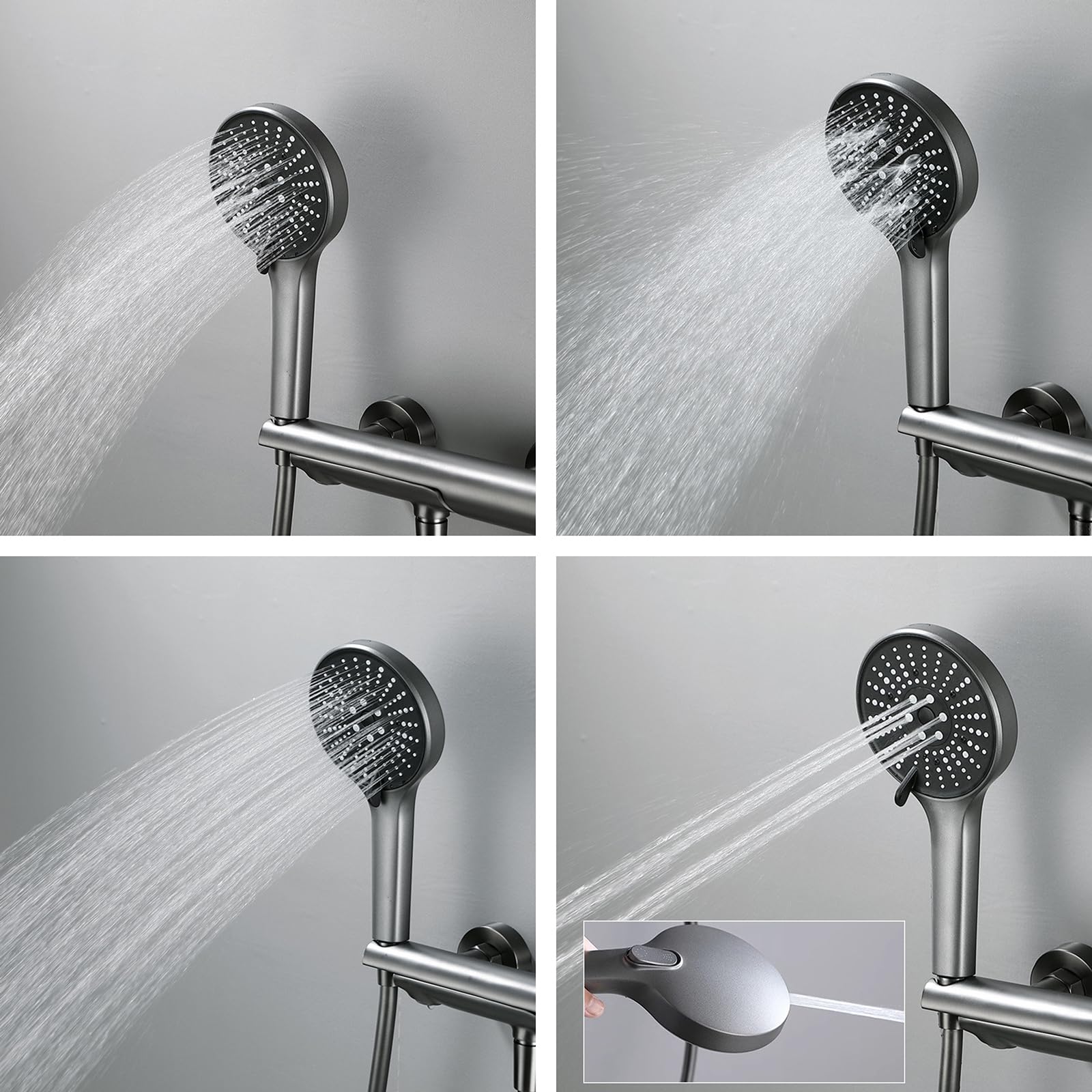 BiaoTeng Grifo para Bañera y Ducha 5 Modos Cromo