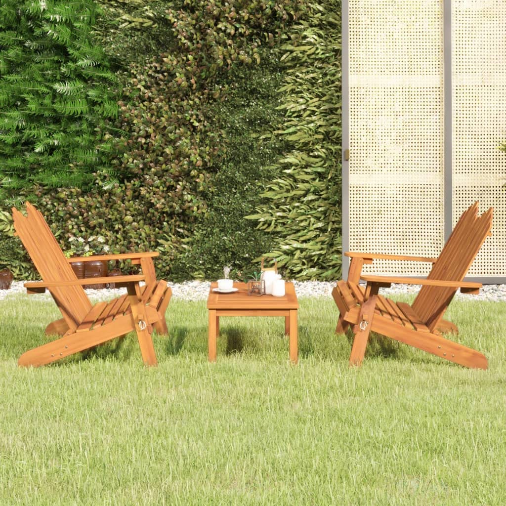 KCCKOM Garden Furniture Set 3 Piece Adirondack Patio Lounge Set Solid Wood Acacia