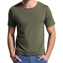 Men Modal Round Neck Comfortable T-Shirt Urban Style Comfortable Training Shirts Summer Loose Street Pullover Tops Navy Green,XX-Large