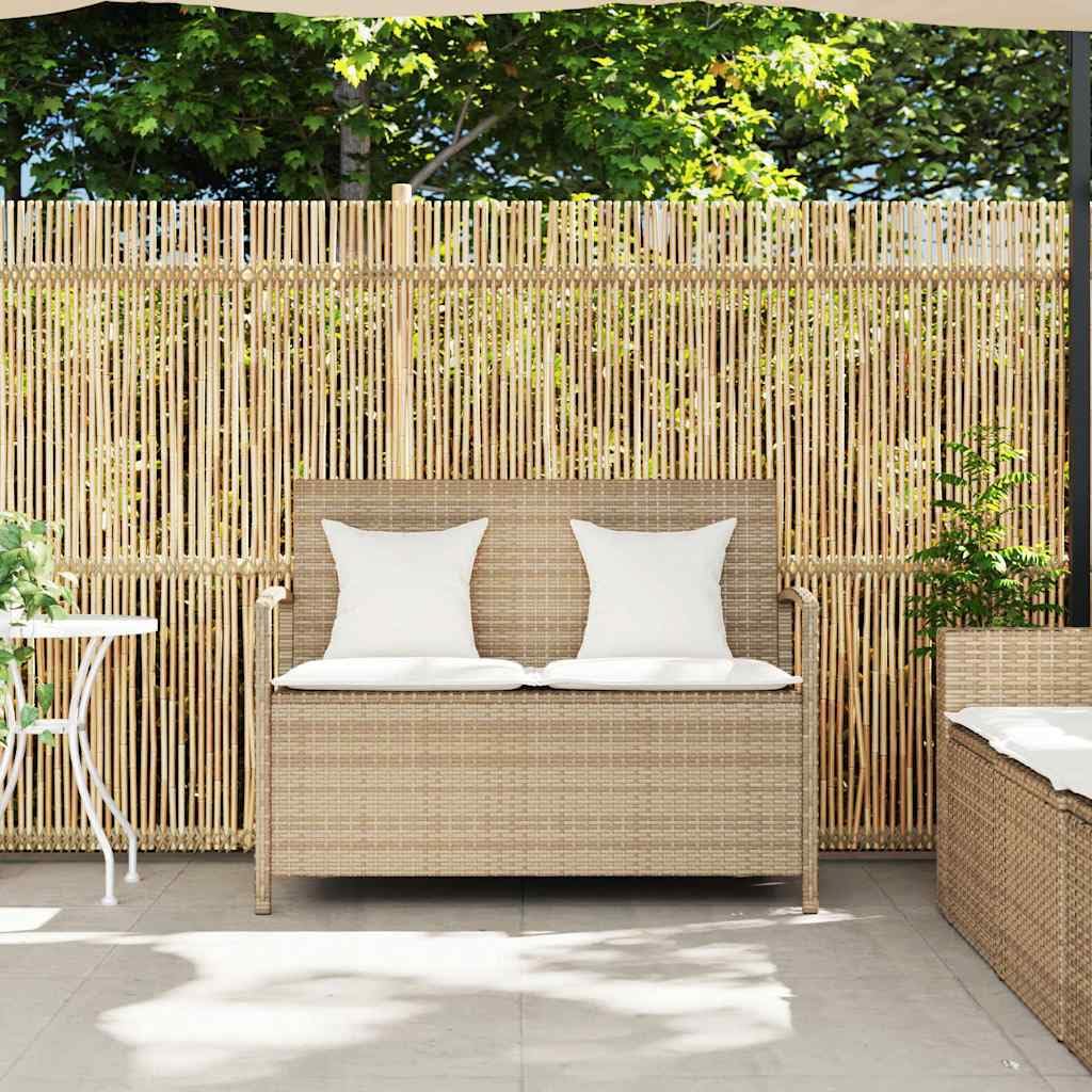vidaXL Almacén para jardín con cojín de ratán artificial