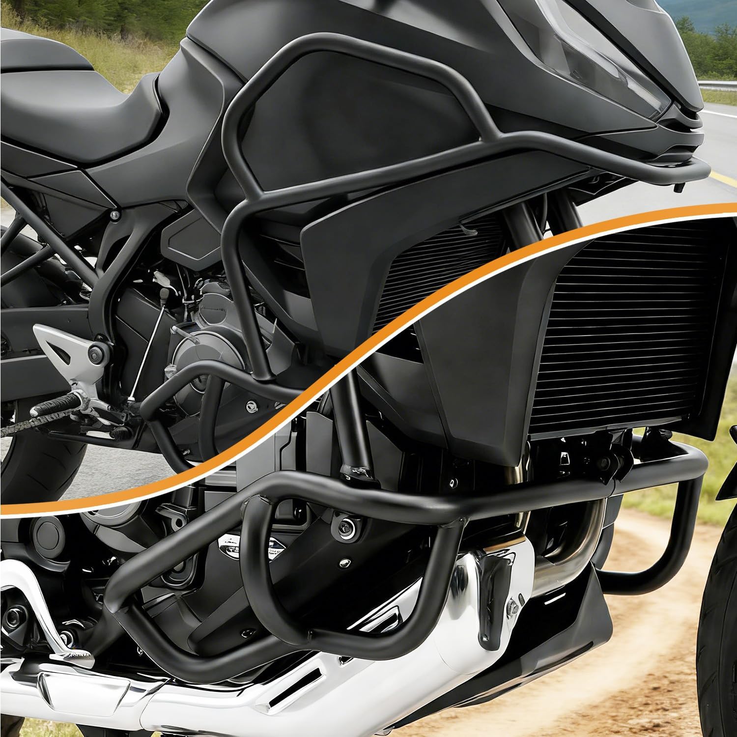 CHIFUN Engine Upper and Lower Crash Bars for Honda NT1100, NT1100 DCT, NT1100 ES 2025 2026, Steel Motorcycle Highway Guard Frame Gas Fuel Tank Falling Protection Bars (Black)