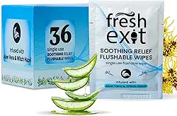 Lenços umedecidos para hemorróidas laváveis – 36 unidades – embalados individualmente com hamamélis e aloe vera, lenços grandes e discretos de viagem para adultos, calmantes e suaves para a