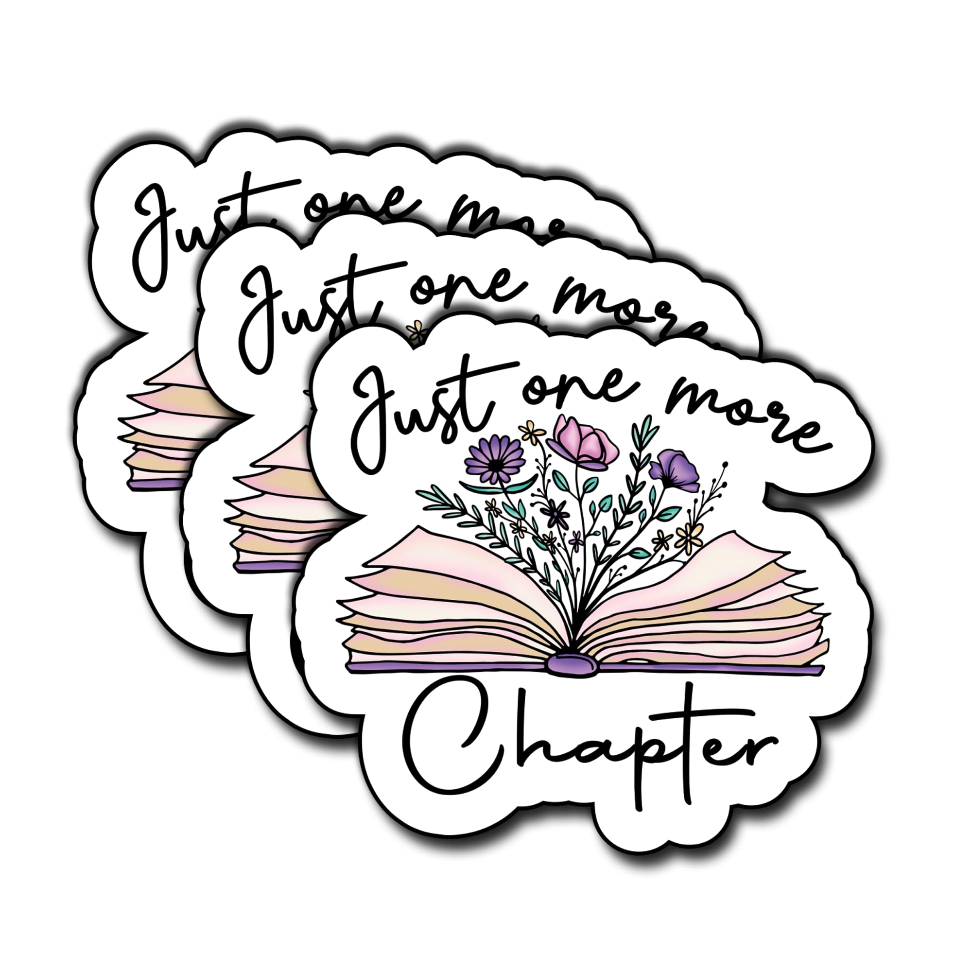 (3Pcs) Just One More Chapter Books Sticker, Kindle Decals, Reading Stickers, Bookish Water Assistant Vinyl Stickers for Laptop, Phone, Water Bottles, Kindle Sticker Gifts Books Lover Girl Boy 3" Inch
