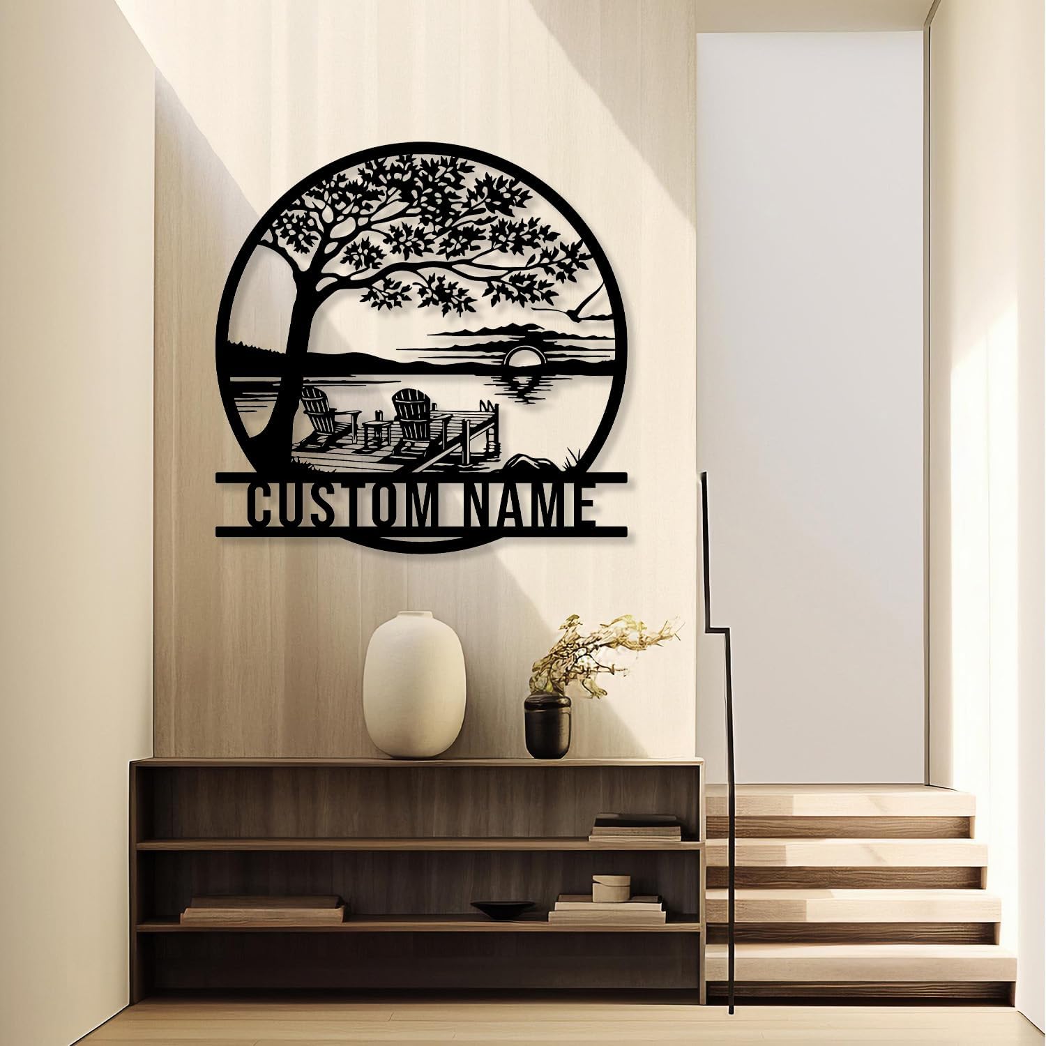 Personalized Lake House Metal Sign, Forest Lake Decor, Custom Lake House Name Sign, Outdoor Camping Plaque, Front Porch Decor,Cabin Sign (Style-8)