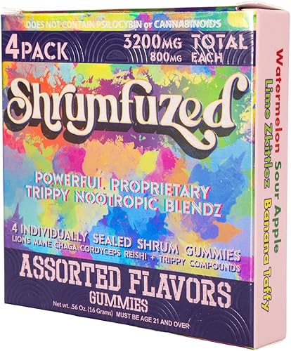 Miniatura 4 de Gomitas nootrópicas patentadas de 8000 mg - Mezcla de hongos nootrópicos de melena de león, Reishi, Chaga y Cordycep (4, surtido)