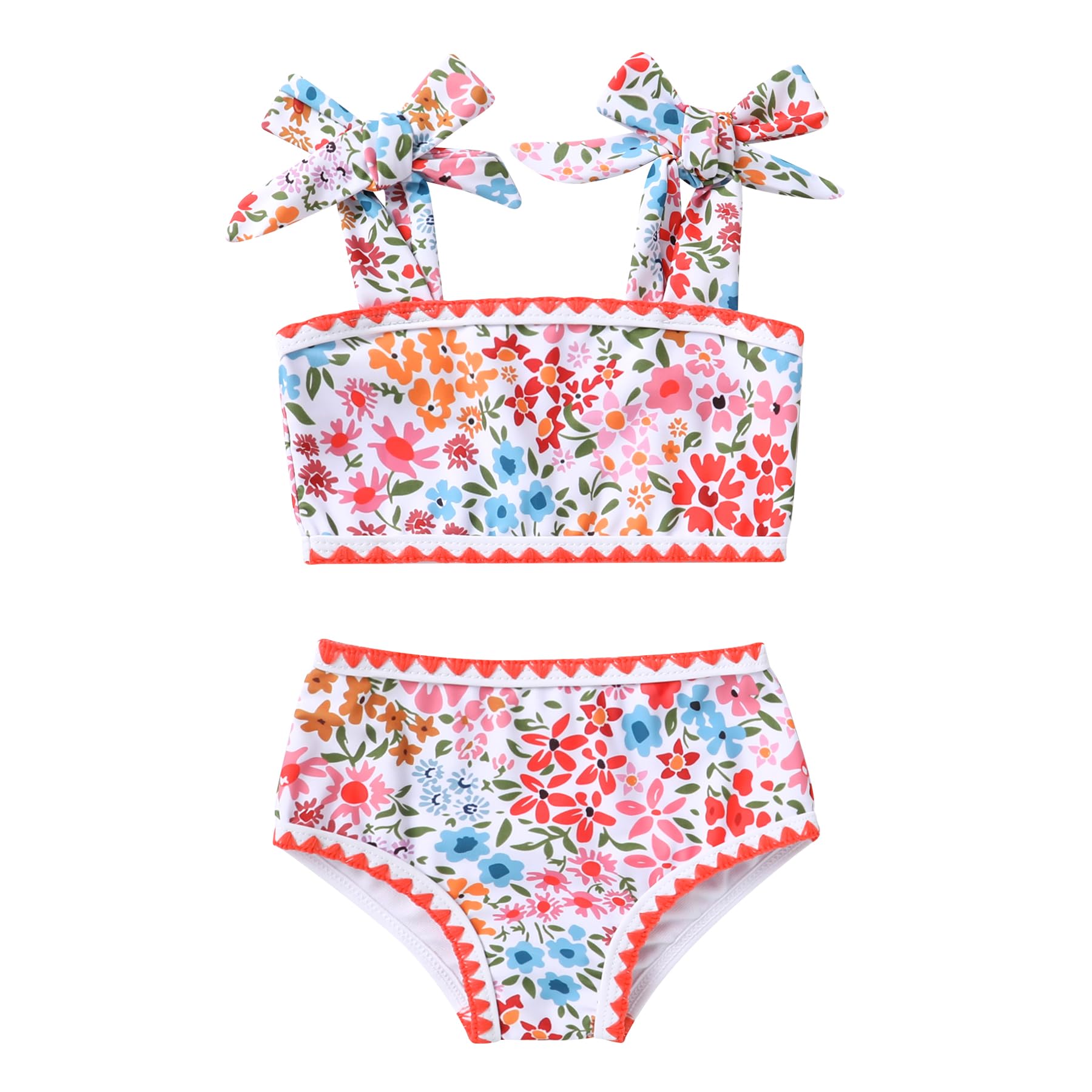 Toddler Baby Girls Swimsuit Two Piece Solid Color Stripe Swimwear Summer Beach Bikini Bathing Suit