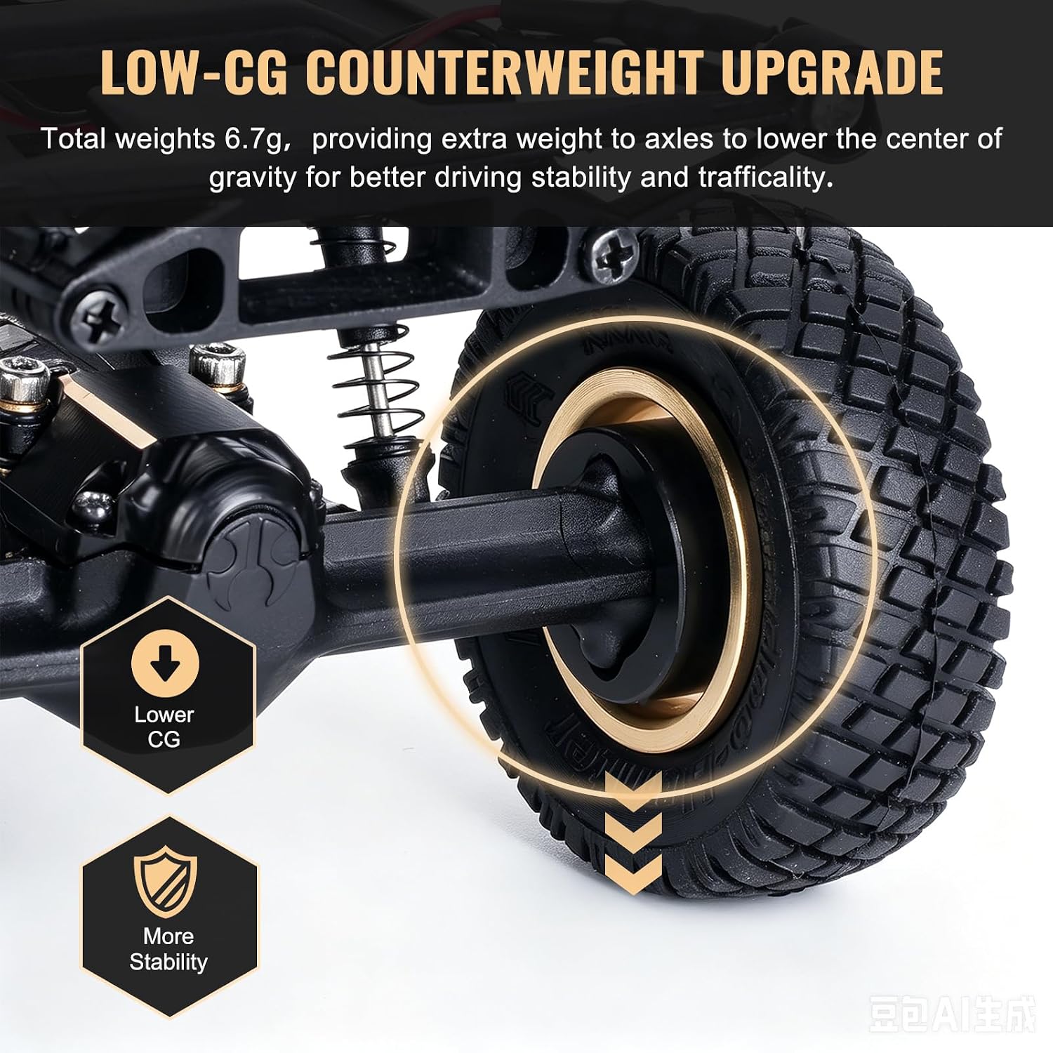 Hobbypark Brass Rear Axle Weights Counterweight for 1/30 Axial SCX30 Crawler Upgrades Parts