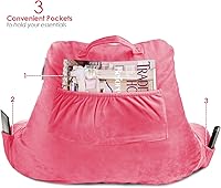 Vista 122 de Nestl Reading Pillow with Portable Laptop Lap Desk - Shredded Memory Foam Back Support Pillow for Sitting Up in Bed and Couch Rest Pillows with Navy