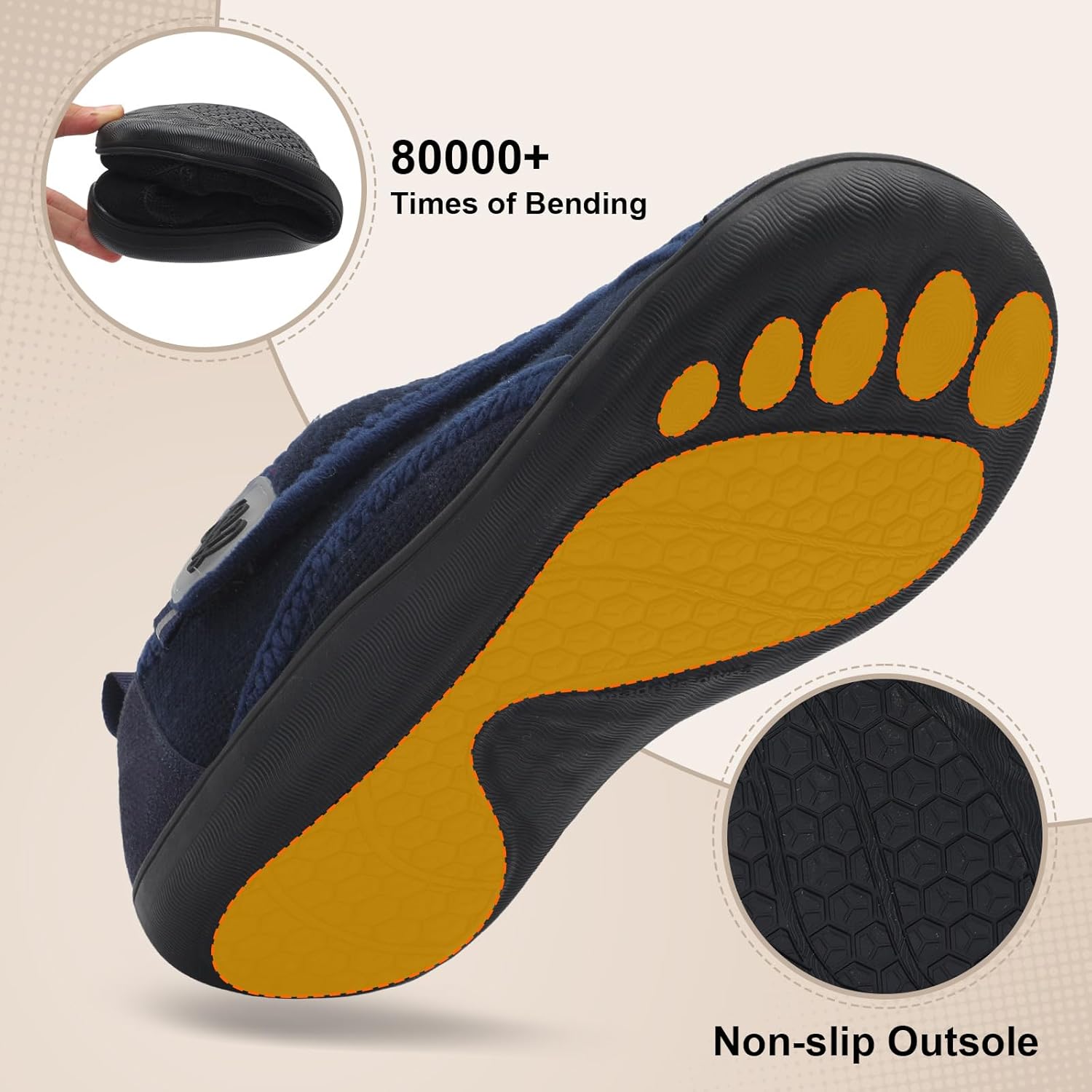 LeIsfIt Mens Slippers Wide House Shoes Adjustable Diabetic Slippers Warm Soft House Slipper for Swollen Edema Feet Indoor Outdoor Warm Shoes - Image 5