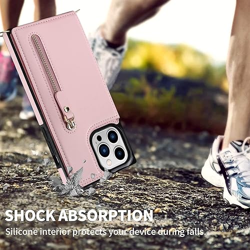 Miniatura 3 de YDIJCYAN Funda cruzada para teléfono iPhone 13 Pro Max, tarjetero de cuero, funda protectora extraíble, correa de cuero ajustable con botón,