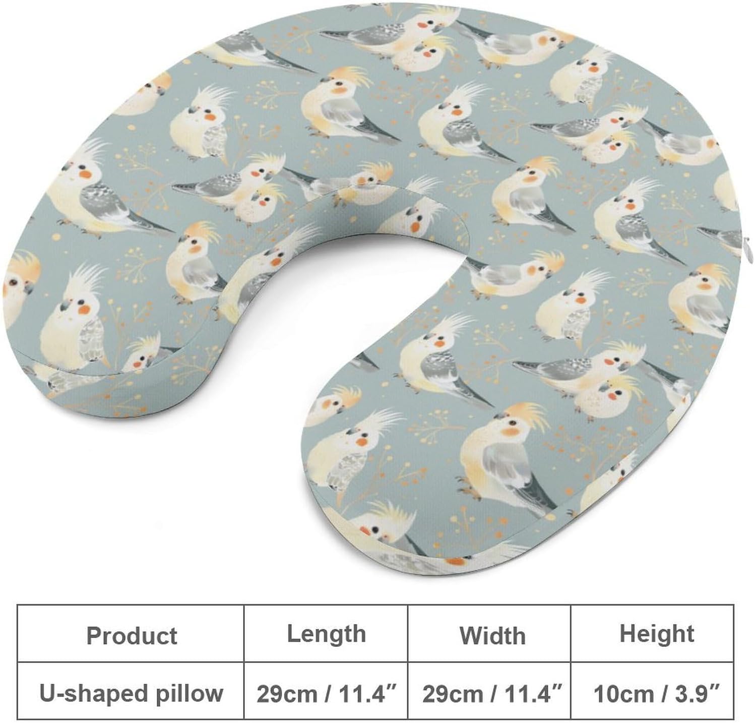 Cute Cockatiel Birds Travel Pillow U Shape Neck Pillow Washable Pillowcase for Sleeping Chair