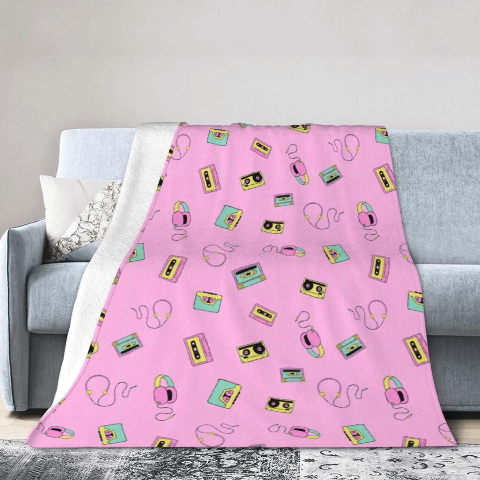 Noble Ren 80s Pattern Ultra-Soft Micro Fleece Blanket Winter Warm Soft Lannel Fleece Throw Blanket For Couch Sofa Bed 80"X60"