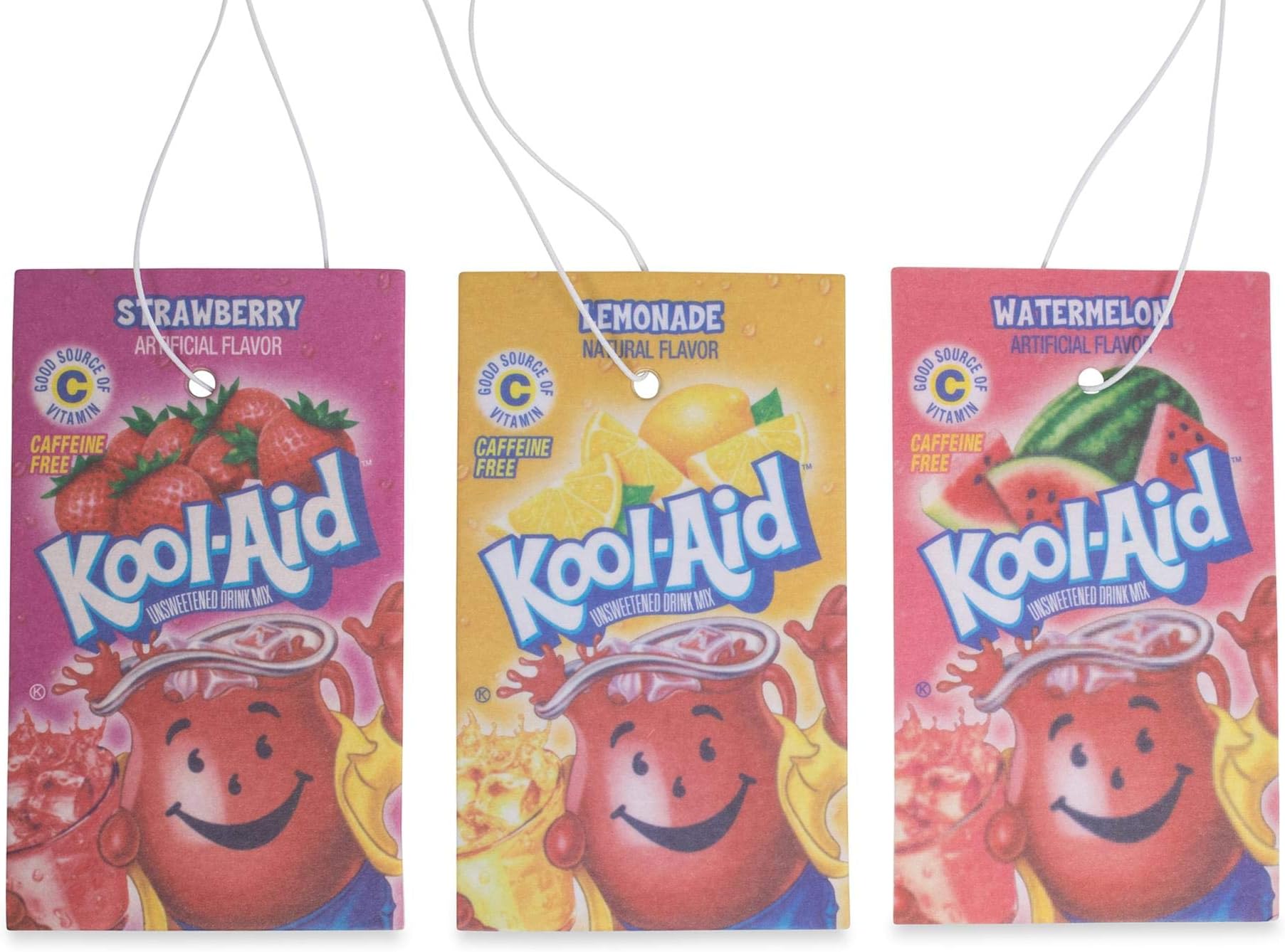 Kool-Aid Packet Car Air Freshener Set Of 3 | Strawberry, Lemonade, Watermelon | Odor Eliminator For House, Car, Office | Fragrant Room Fresheners, Long-Lasting Fresh Scent