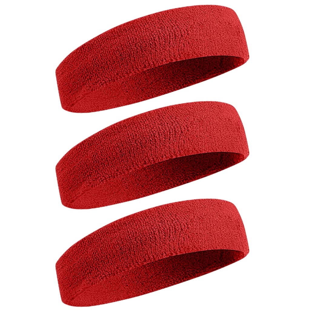 BEACE Sweatbands Sports Headband for Men &amp; Women - Moisture Wicking Athletic Cotton Terry Cloth Sweatband for Tennis, Basketball, Running, Gym, Working Out