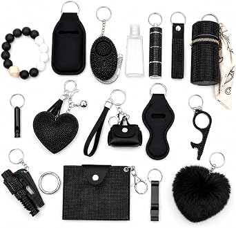 Personal Safety Keychain Set for Women, Self Defense Kit with 130DB Alarm, Wristlet, Emergency Tools
