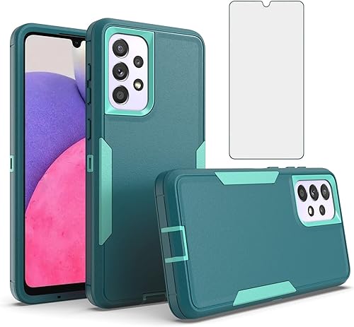 Miniatura 5 de Asuwish Funda protectora de pantalla de vidrio templado para Samsung Galaxy A23 5G4G y delgada y resistente película híbrida de doble capa,