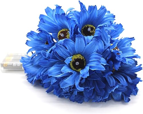 Miniatura 7 de CVHOMEDECO. Guirnalda de luces azules de seda artificial, funciona con pilas, luces estrelladas para decoración del hogar, boda, fiesta de