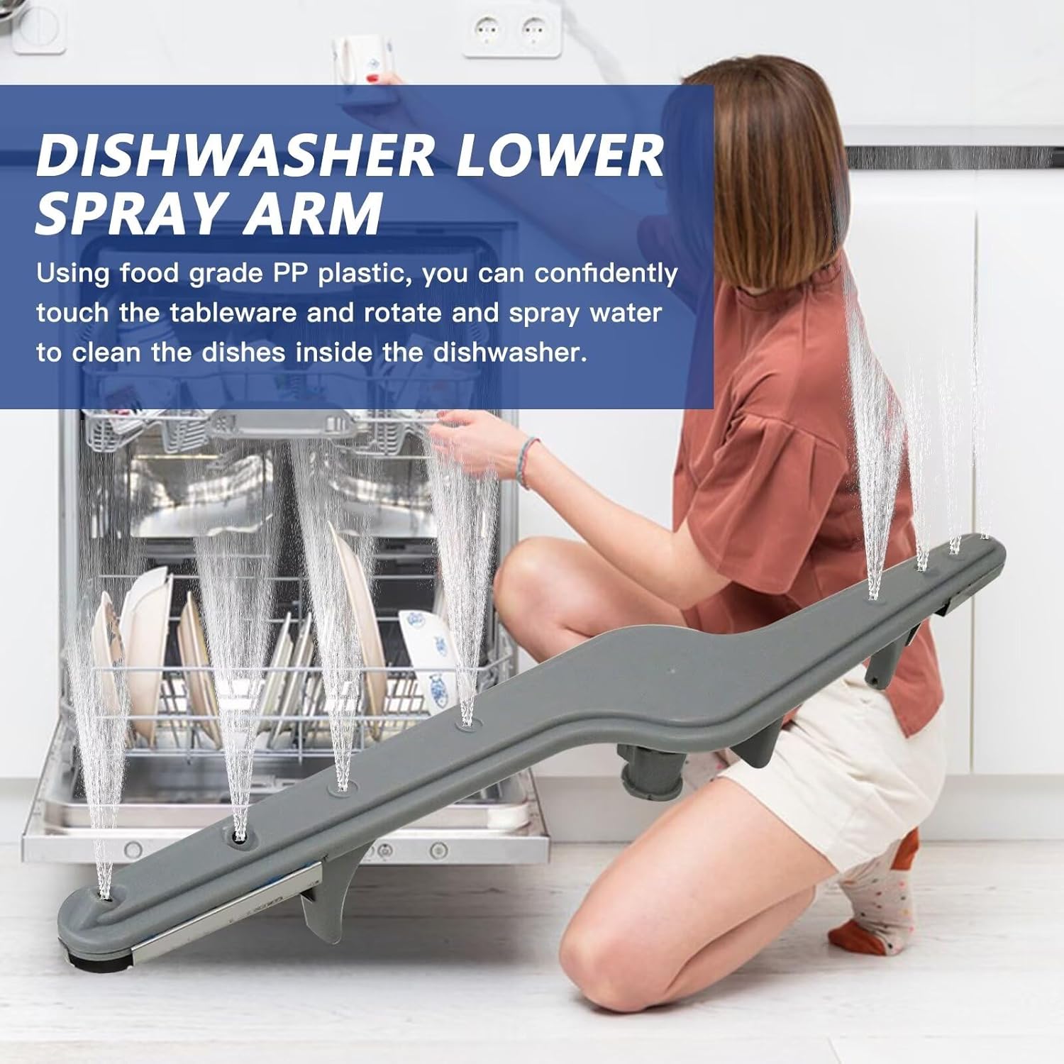 High-Grade Grey 154568002 Spray Dishwasher Arm- Ideal for Most Crosley Frigidaire Gibson Dishwashers including BBBD2432KB0 BBBD2432KF0 BBBD2432KW0 - Replaces PS12585623 PS1524956-18.8"" Size