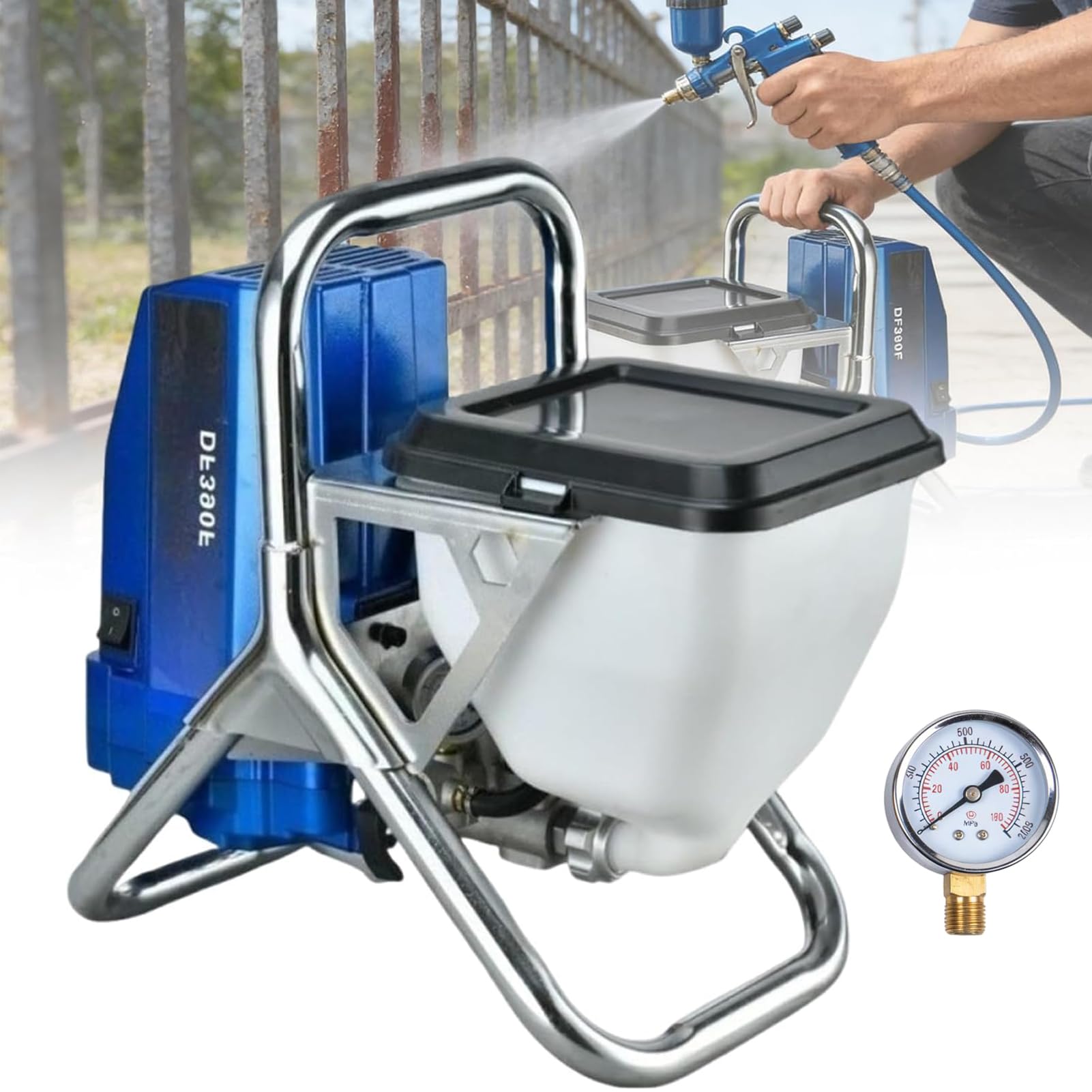TDSYOCG 1800W Electric Airless Paint Sprayer, 2900 PSI Thinning-Free High Pressure Spray Machine with 16.4ft Hose, 0.52 GPM Stand Sprayer for Professional Finishing on House Walls, Decks & Furniture