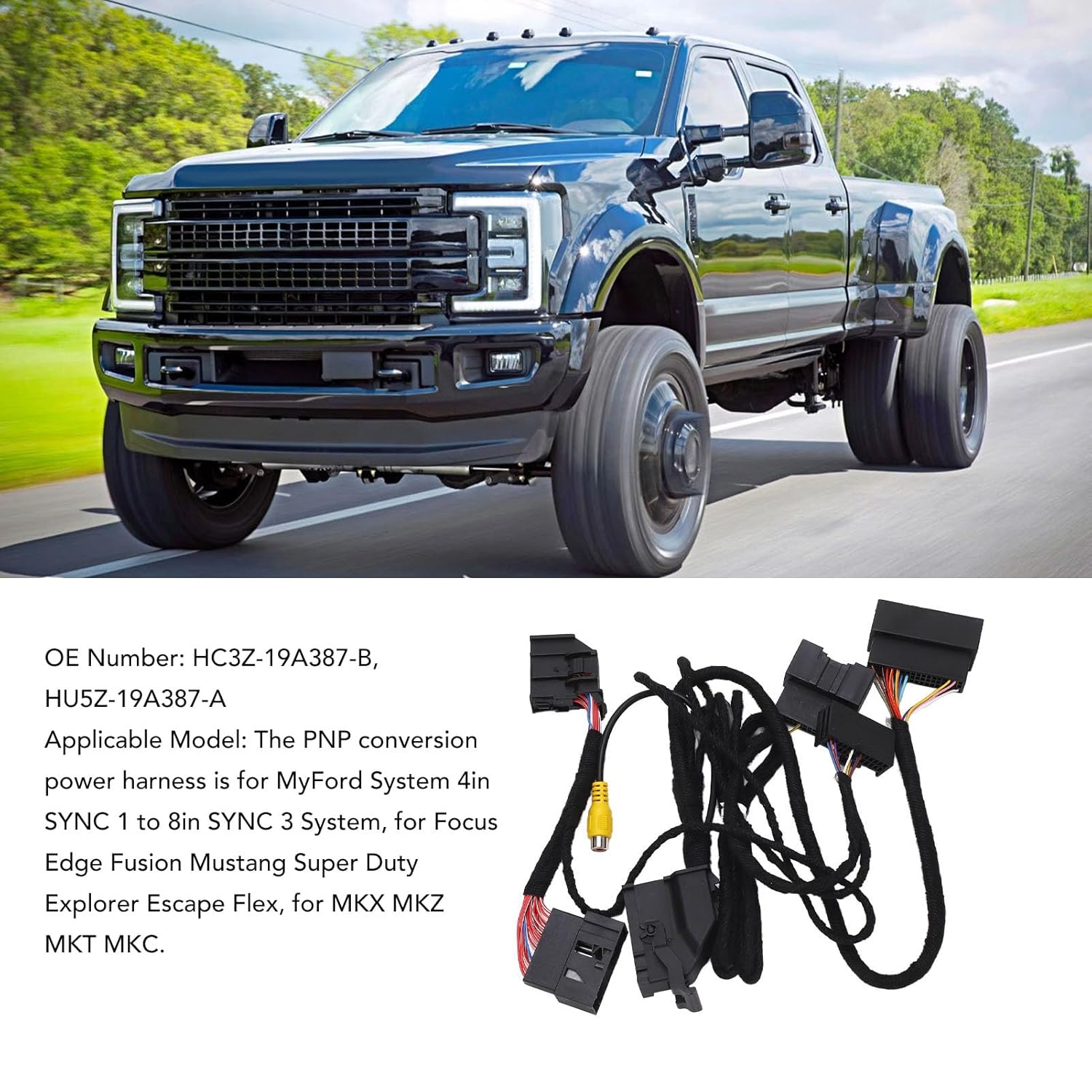 PNP Conversion Power Harness HC3Z 19A 387 B 4in to 8in for MyFord System SYNC 1 to SYNC 3 System PNP Conversion Harness Interior Accessories for MKX MKZ MKT MKC