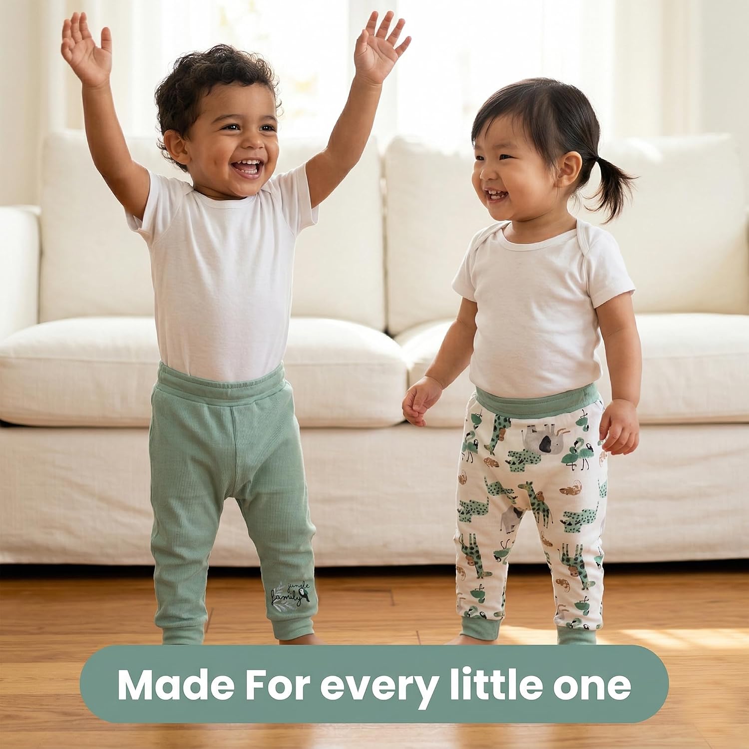 Toddler and Baby Unisex Pants 2-Pack -Baby Pants 0-3 Months to 18-24 Months Baby Cotton Sweatpants Jogger Boy Girl