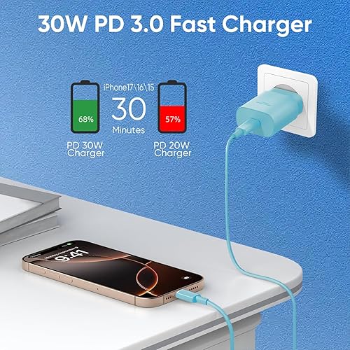 Miniatura 3 de Cargador para iPhone 15 16 de carga rápida, bloque de cargador USB C de 30 W con cable de 3 metros para iPhone 15 16 Plus Pro Max/iPad Pro/AirPods,