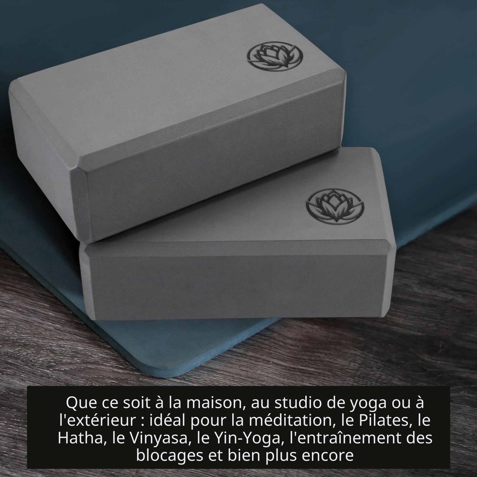 Lot de 2 blocs de yoga VonBueren - 22 x 12 x 7,5 cm par bloc de yoga - Blocs de yoga pour homme et femme - Blocs pour Pilates