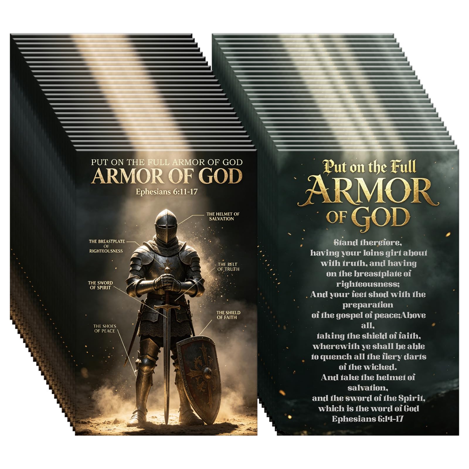cosmisun Armor of God Gospel Tract Card 240 Pcs Christian Scripture Plan of Salvation Cards Religious Knight Pocket Holy Postcards Gospel Tracts Bookmarks Gifts for Women Men Church Evangelism — image 1