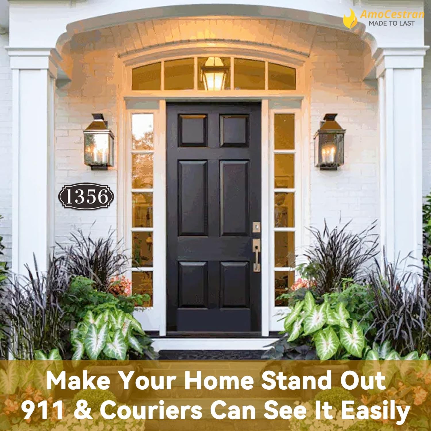 Address Signs for Houses Personalized- Heavy-Duty Solid Aluminum Rustproof Metal Powder Coated Baking House Number Sign Mailbox Address Plaque, Home Custom Address Numbers for House Yard Outside