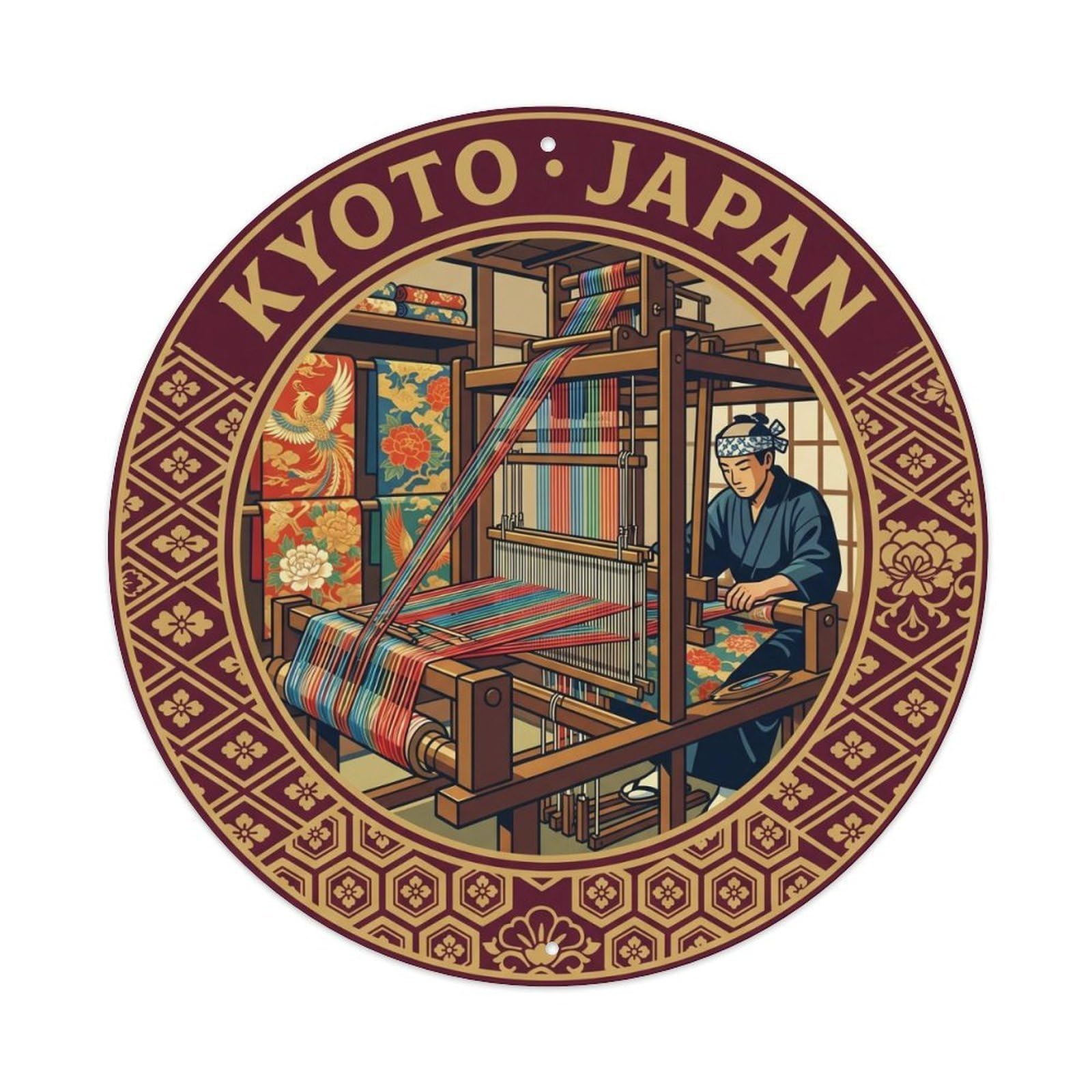 Kyoto Nishijin Weaving Loom Textile Folk Culture Metal Tin Sign