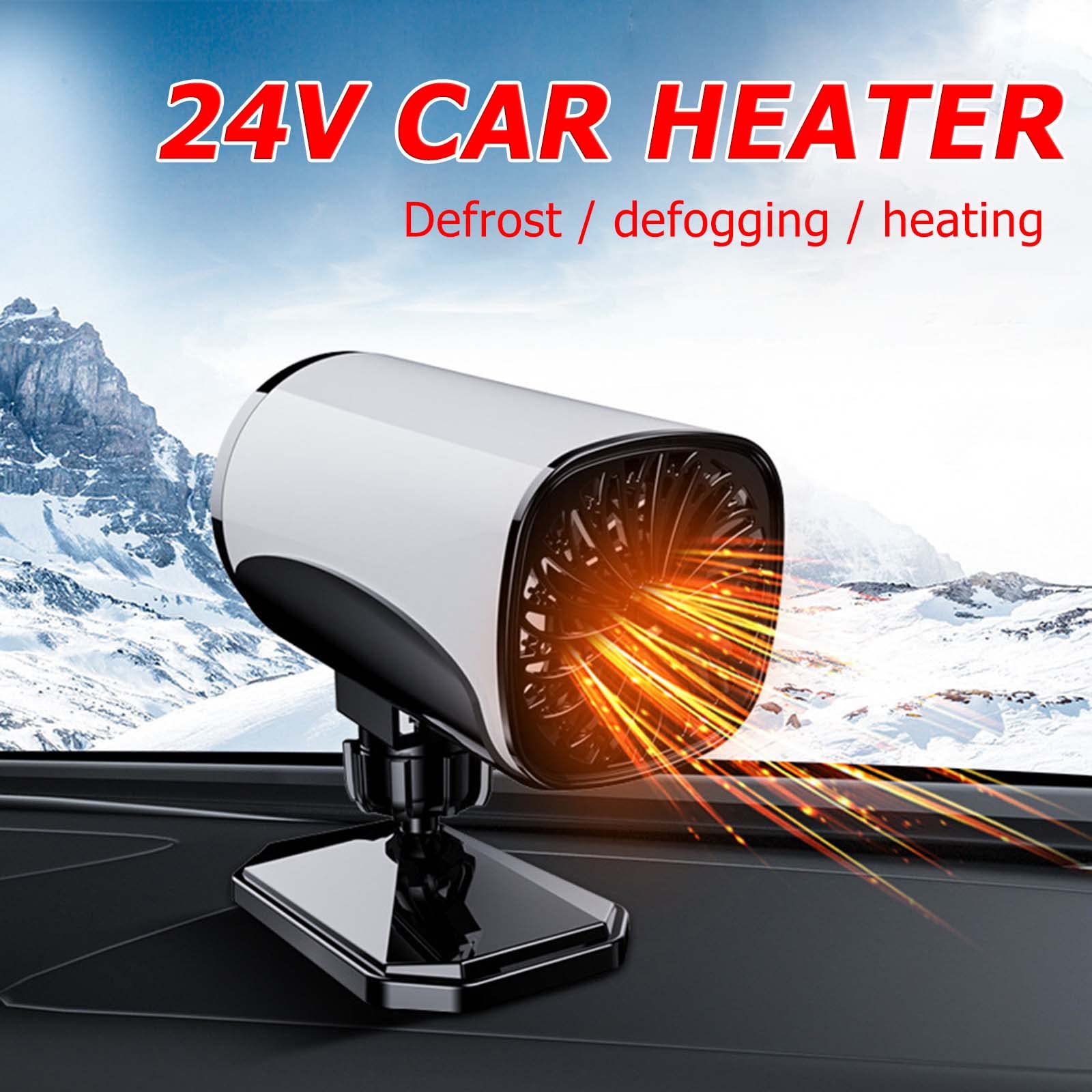 Auto-Heizlüfter, Multifunktional, 120 W, Windschutzscheiben-Defroster, 360-Grad-Drehung, Heizlüfter Für Selbstfahrende Reisen, Schwarz