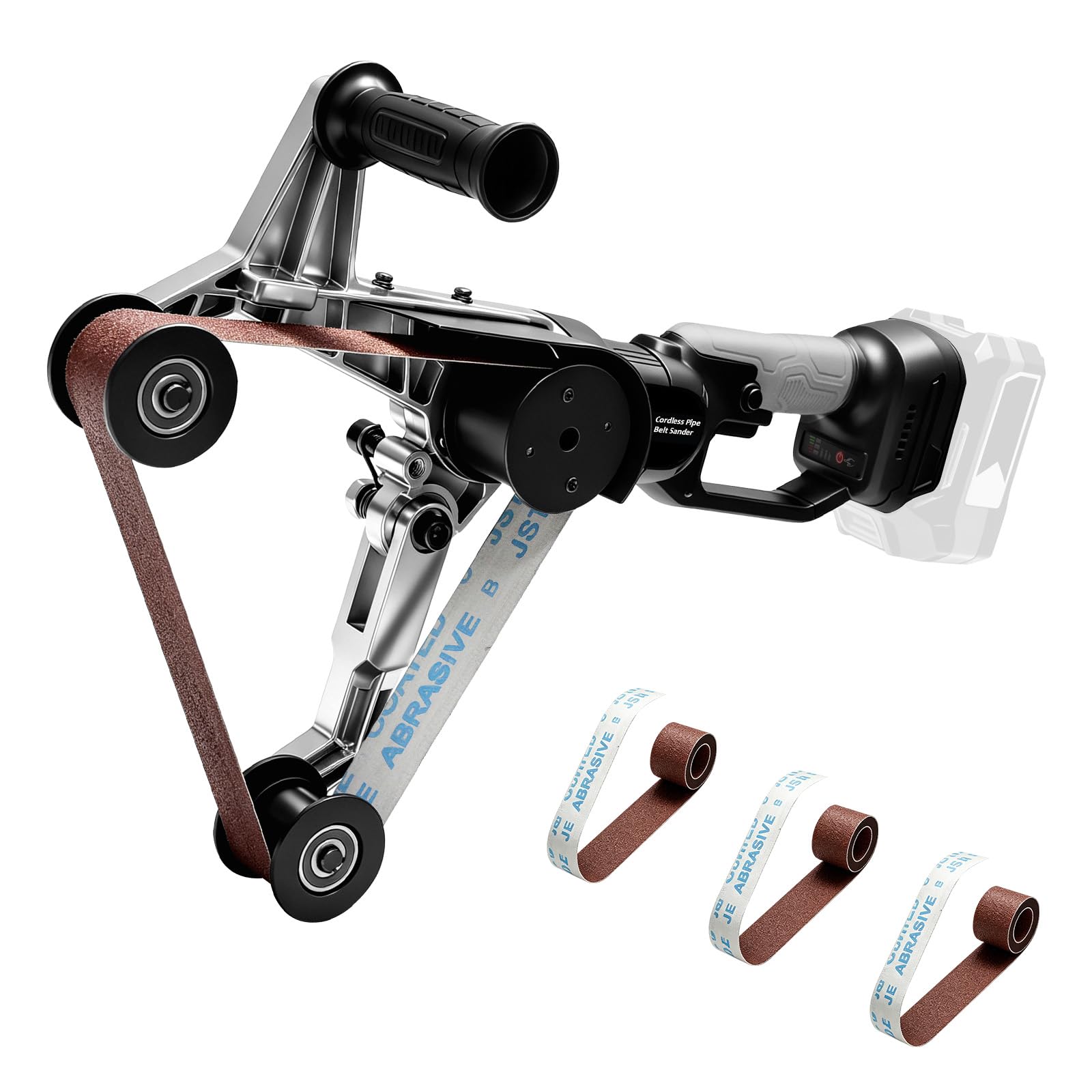Akku Rohrbandschleifer für Makita 18V,800 W mit 760 mm Schleifband,3 Geschwindigkeiten, Schleifgerät mit 3 Körnungen 80/100/120,Bandschleifer zum Schleifen, Polieren und Entgraten(Ohne Akku)