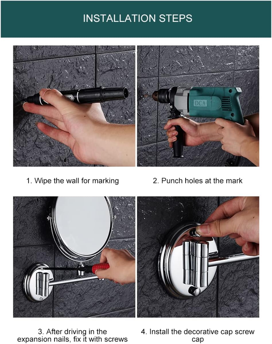 Beauty Mirror,10X Hotel Bathroom Wall Mounted Makeup Mirror, 8 Inch Extendable Mirror Foldable Telescopic Magnifying Double-Sided Shaving Mirror for Bathroom Vanity Bronze 6 inches 3X