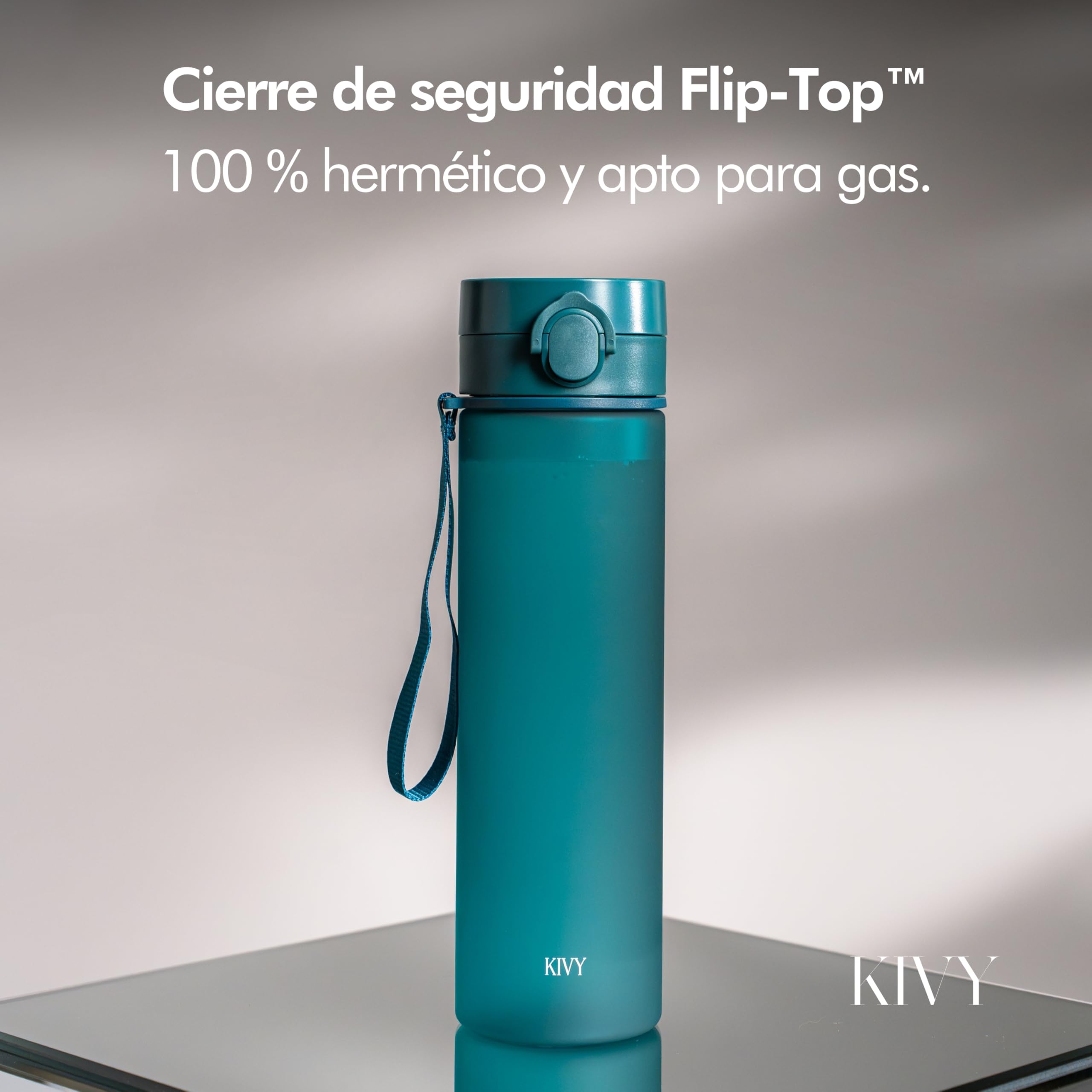 KIVY Botella de Agua Tritan 650ml [CON TAPA ABATIBLE] - Water Bottle para Niños & Adultos - Sin BPA - Garrafa Apto Lavavajillas - Cantimplora para Gimnasio, Deportiva, Oficina y Escuela - Verde — view 33