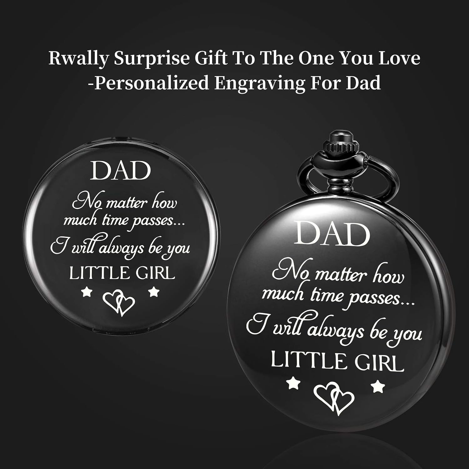TREEWETO Pocket Watch for Dad from Daughter Engraved -I Will Always be Your Little Girl Pocket Watches Child to Dad Birthday for Father